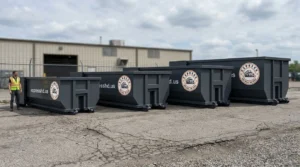 Express Hauling dumpster size guide chart comparing 15, 20, 30, and 40 yard roll-off containers in Atlanta GA